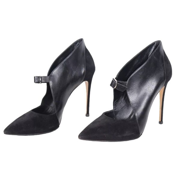 Casadei Women’s 8.5 Black Suede Leather Buckle Strap Pumps Shoes Stiletto Heels - Picture 3 of 8